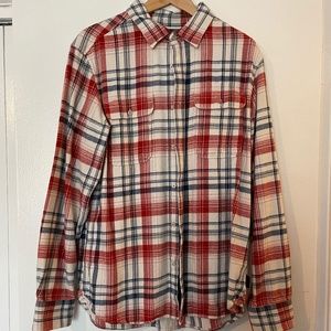The North Face Mens Flannel Red, Blue, White Flannel Button Down Shirt